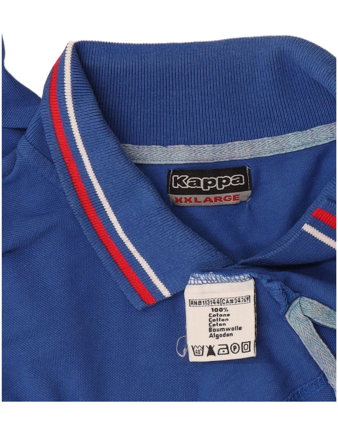 Kappa Polo à manches longues pour homme 2XL Bleu Coton