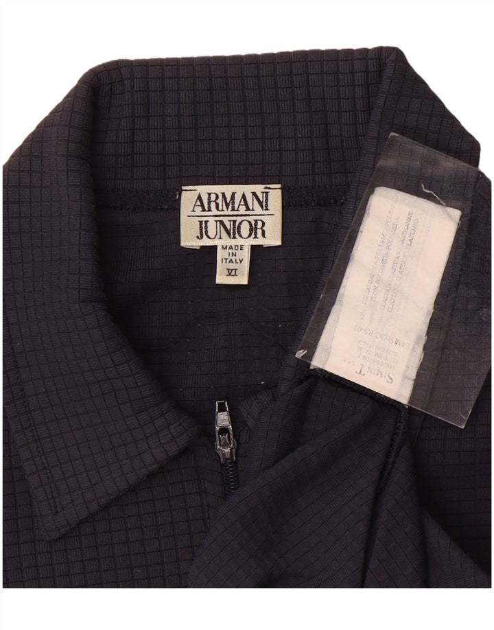 Armani Junior Polo Col Zippé Garçon 5-6 Ans Bleu Marine Polyamide