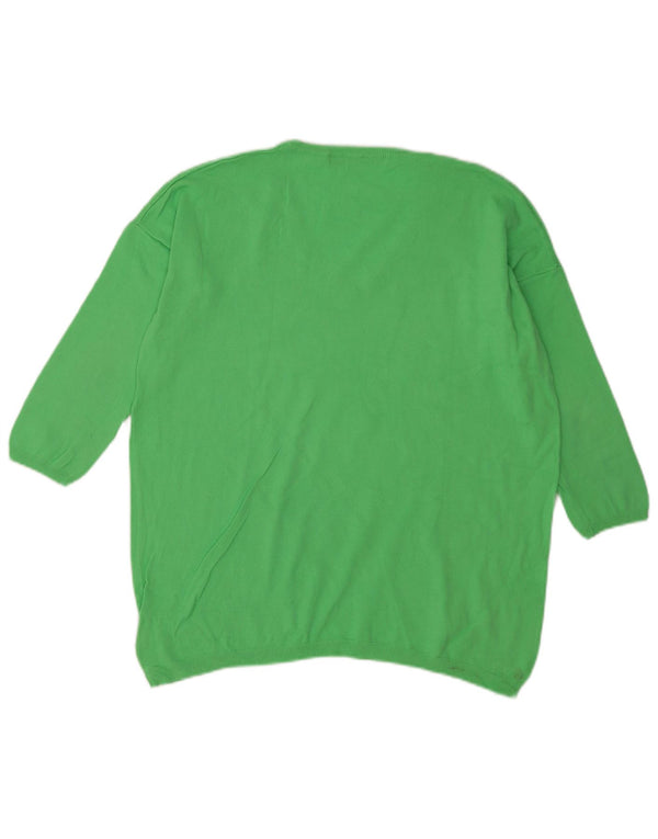 Zara Pull à manches 3/4 et col en V pour femme UK 14 Vert moyen