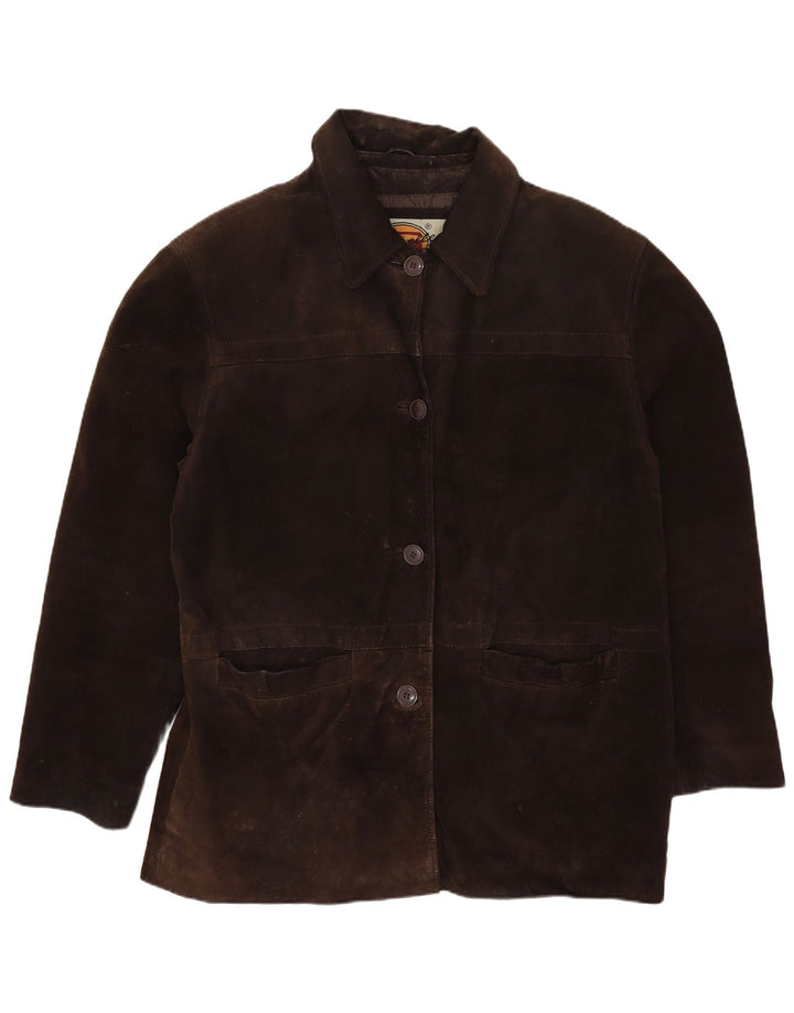 Gapelle Veste en daim surdimensionnée pour femme UK 10 Petit cuir marron