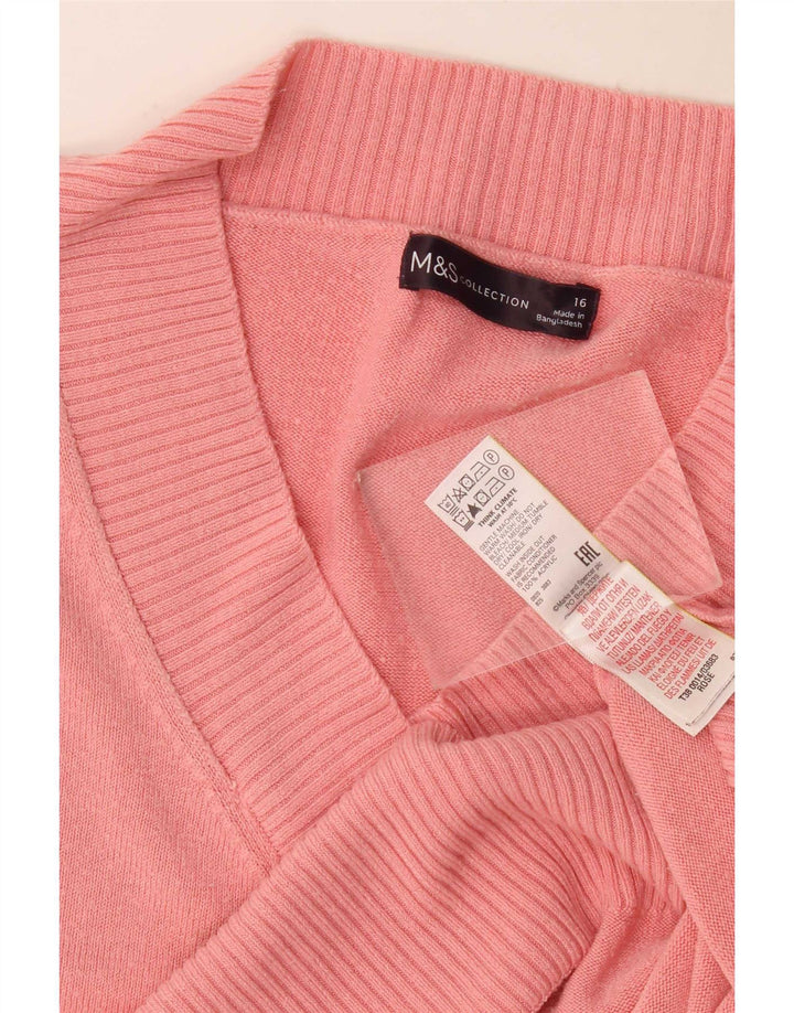 Marks & Spencer Pull surdimensionné à col en V pour femme UK 16 Large Rose