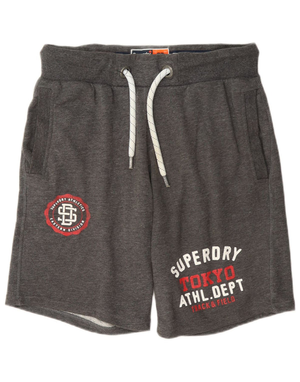 Superdry Mens Graphic Sport Shorts Small Grey Cotton
