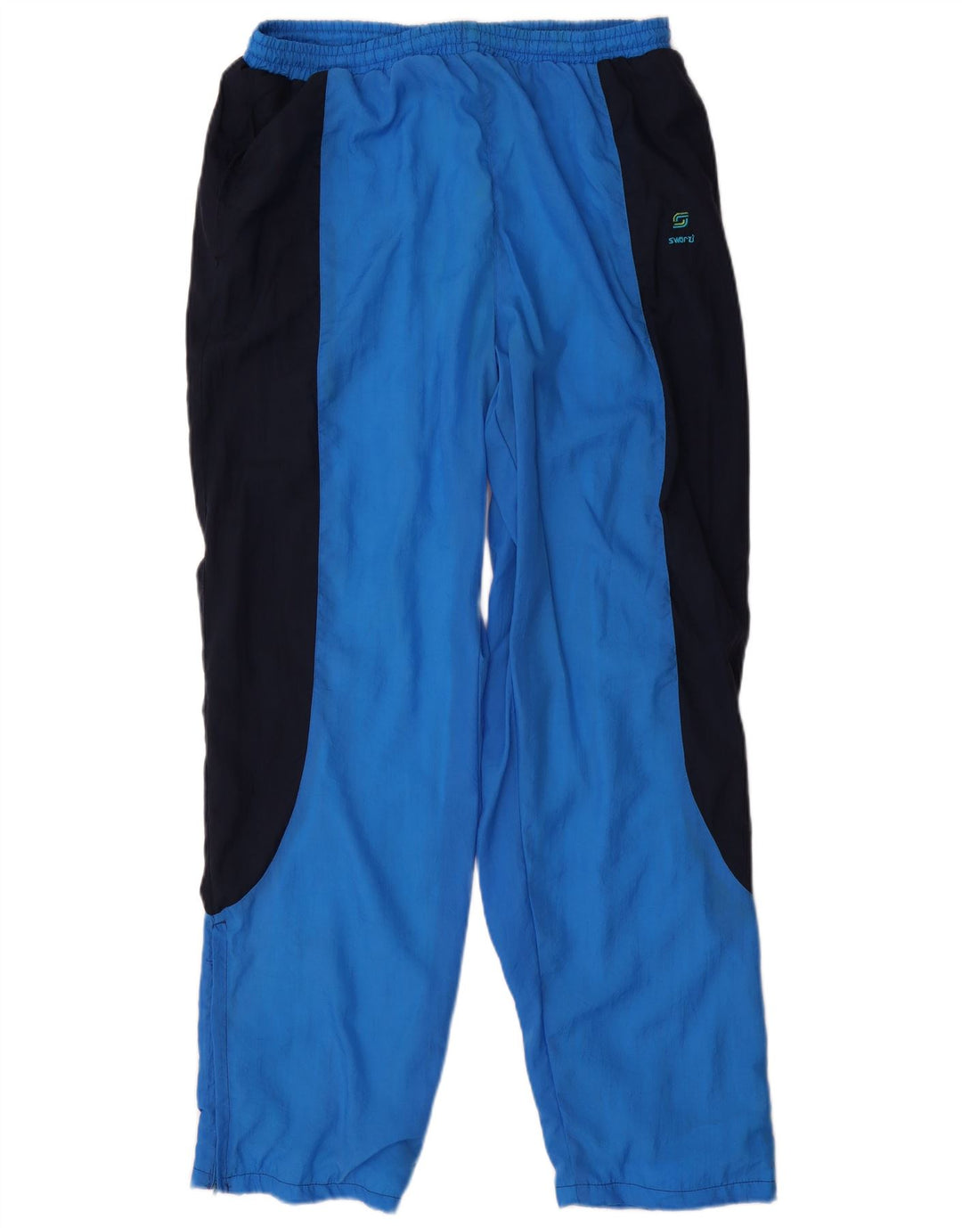 VINTAGE Pantalon de survêtement pour homme Large Bleu Colorblock Nylon