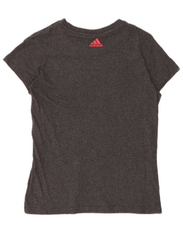 Adidas T-shirt graphique pour femme UK 12/14 Gris moyen Coton