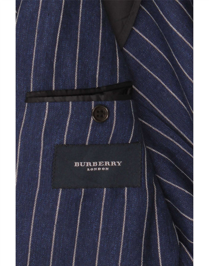 Burberry Veste blazer à 2 boutons pour homme IT 48 en laine à fines rayures bleu marine moyen