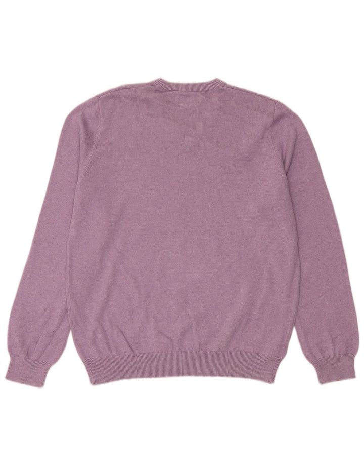 Marks & Spencer Pull col V pour homme en coton violet Taille L
