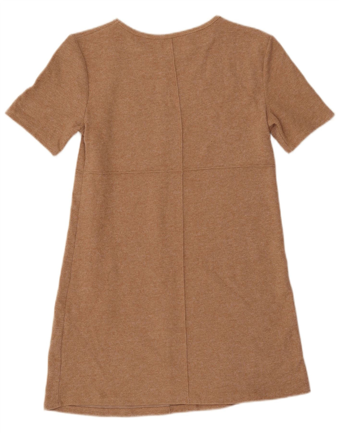 ZARA Robe pull à manches courtes pour femme UK 12 Polyester beige moyen