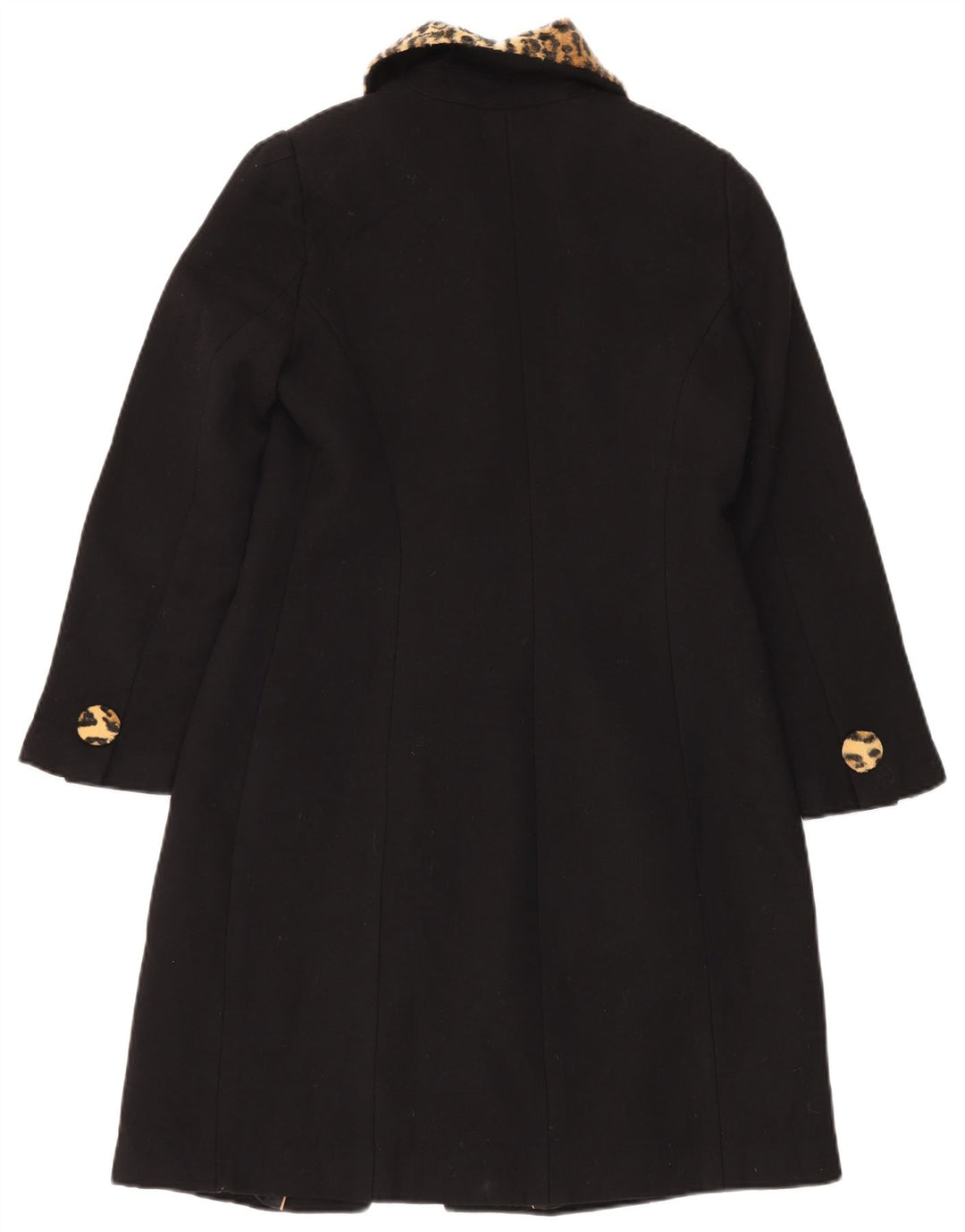 Luisa Spagnoli Pardessus Femme IT 44 Laine Vierge Imprimé Animal Noir Moyen