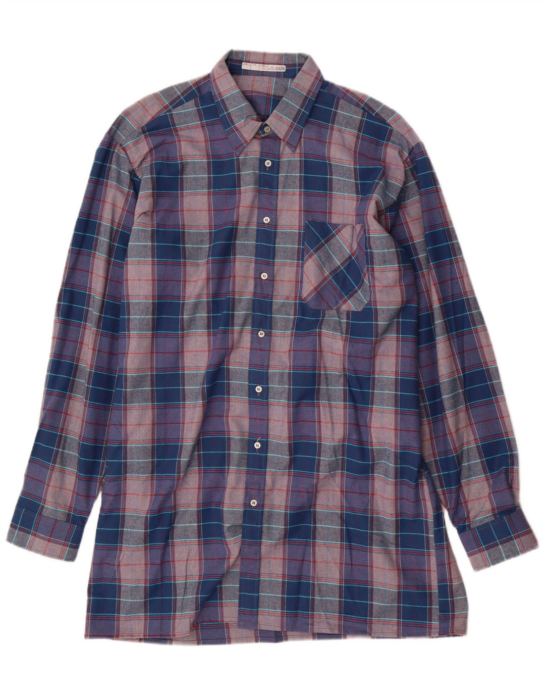 vintage Chemise en flanelle homme Taille 41 Grand coton à carreaux bleus