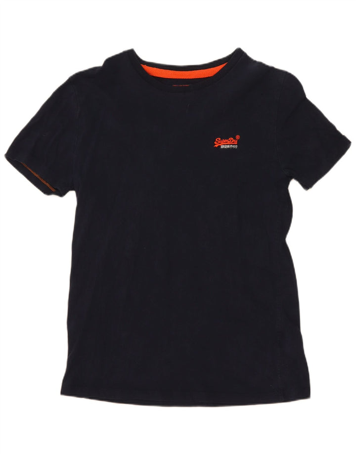 Superdry Homme T-Shirt Top Petit Bleu Marine Coton