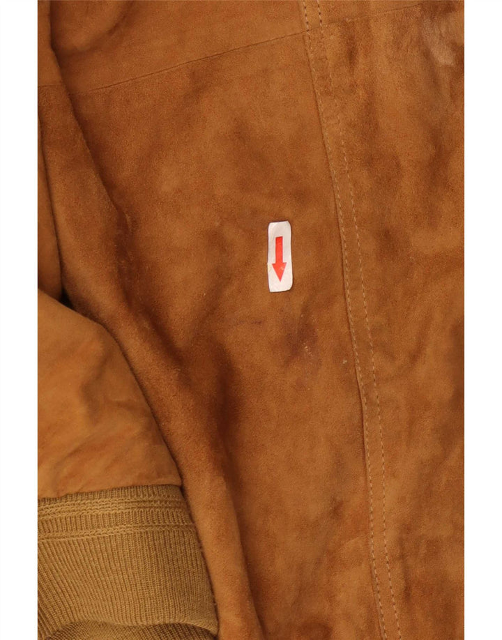 Veste Bomber En Daim Vintage Homme IT 62 6XL Cuir Marron