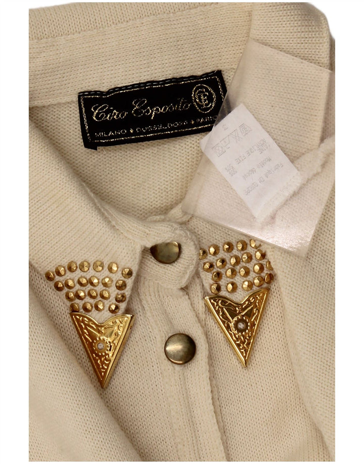 CIRO ESPOSITO Chemisier en tricot pour femme UK 14 Large laine blanc cassé