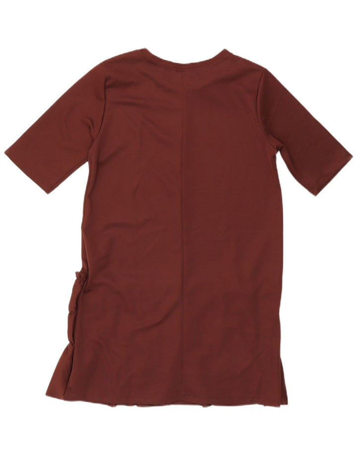Zara Robe droite à volants sur le devant pour femme UK 14 Large Marron Polyester