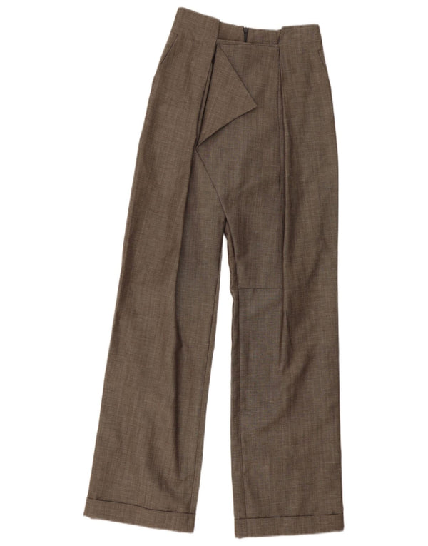vintage Femmes Taille Haute Jambe Large Pantalon Décontracté W27 L31 Gris
