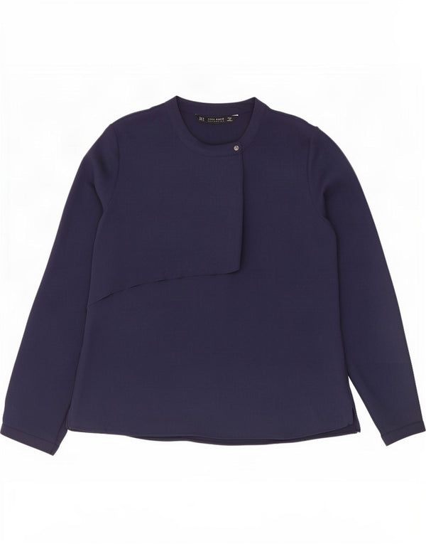 Zara Chemisier à manches longues pour femme UK 12 Bleu marine moyen