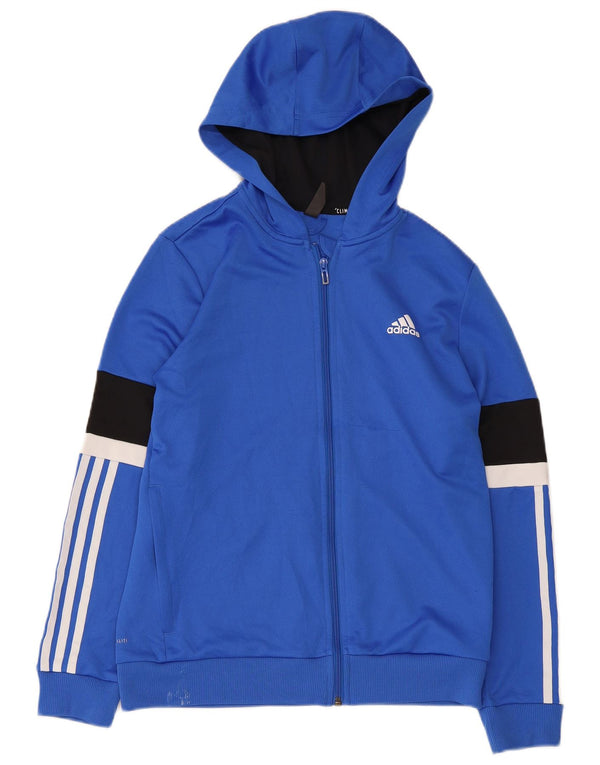 Adidas Pull à capuche zippé Climalite pour garçon 13-14 ans Bleu Colorblock
