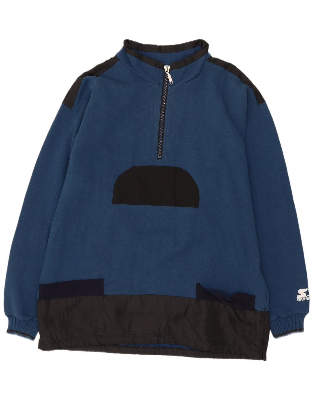 Starter Sweat-shirt à col zippé pour homme XL Bleu Colorblock Polyester