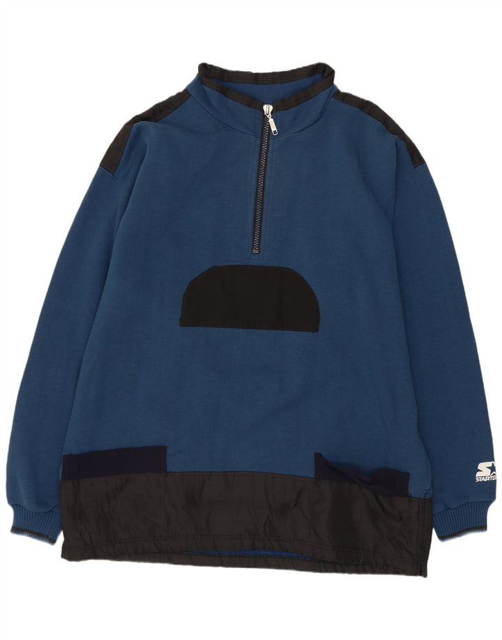 Starter Sweat-shirt à col zippé pour homme XL Bleu Colorblock Polyester