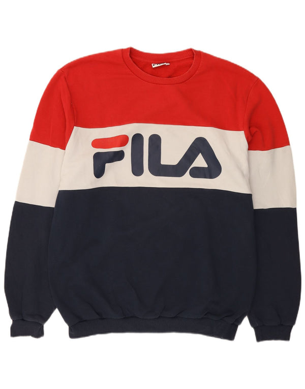 Fila Homme Graphic Sweatshirt Jumper Large Multicolore Colourblock Coton