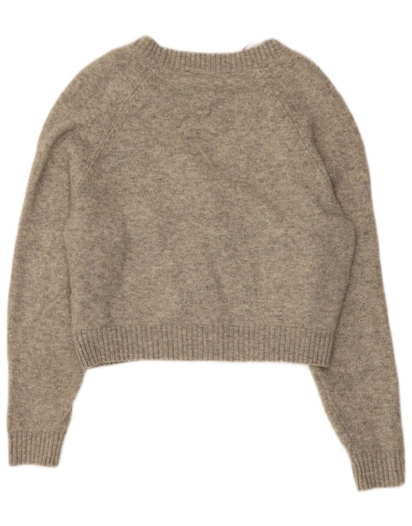 Zara Womens Crop Oversize Cardigan Pull UK 10 Petit Gris Moucheté