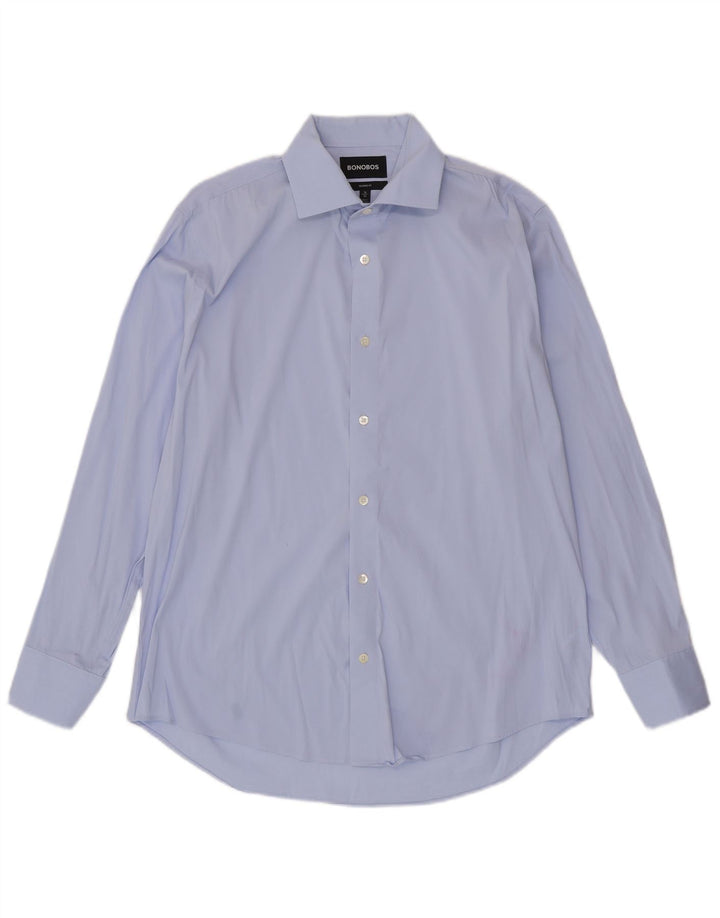 BONOBOS Chemise coupe ajustée pour homme Taille 16 Grand coton bleu
