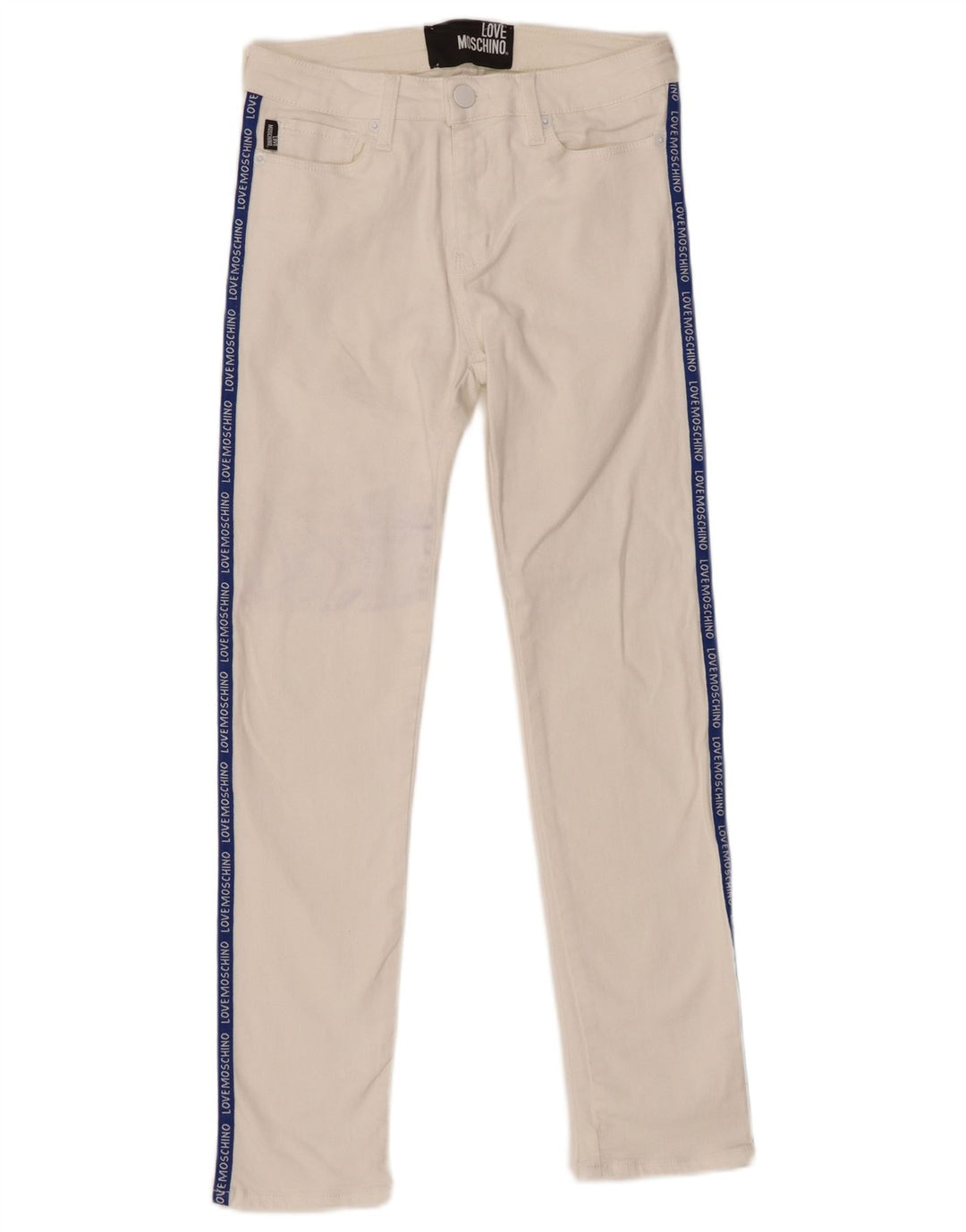 MOSCHINO Jean Skinny Graphique Femme W26 L26 Blanc