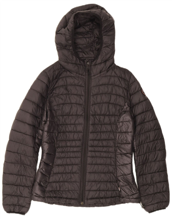 Napapijri Veste matelassée à capuche pour femme UK 14 Medium Noir Polyamide