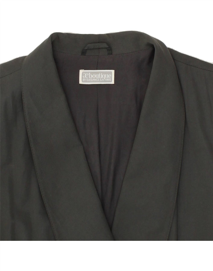 ELEGANCE Womens 4 Button Blazer Jacket UK 12 Medium Grey Polyester Vintage Elegance and Second-Hand Elegance from Messina Hembry 