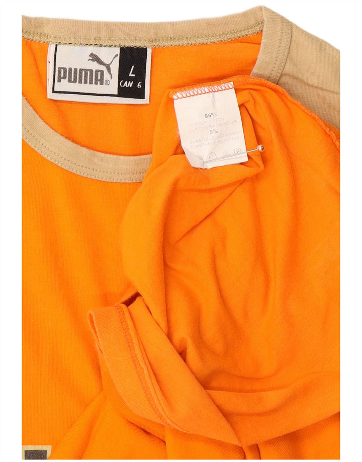 PUMA Haut graphique à manches longues pour homme en coton color block orange Taille L