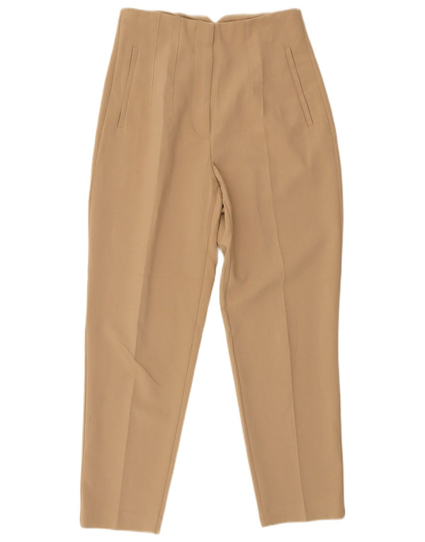 Zara Pantalon décontracté taille haute fuselé pour femme Medium W30 L27 Beige