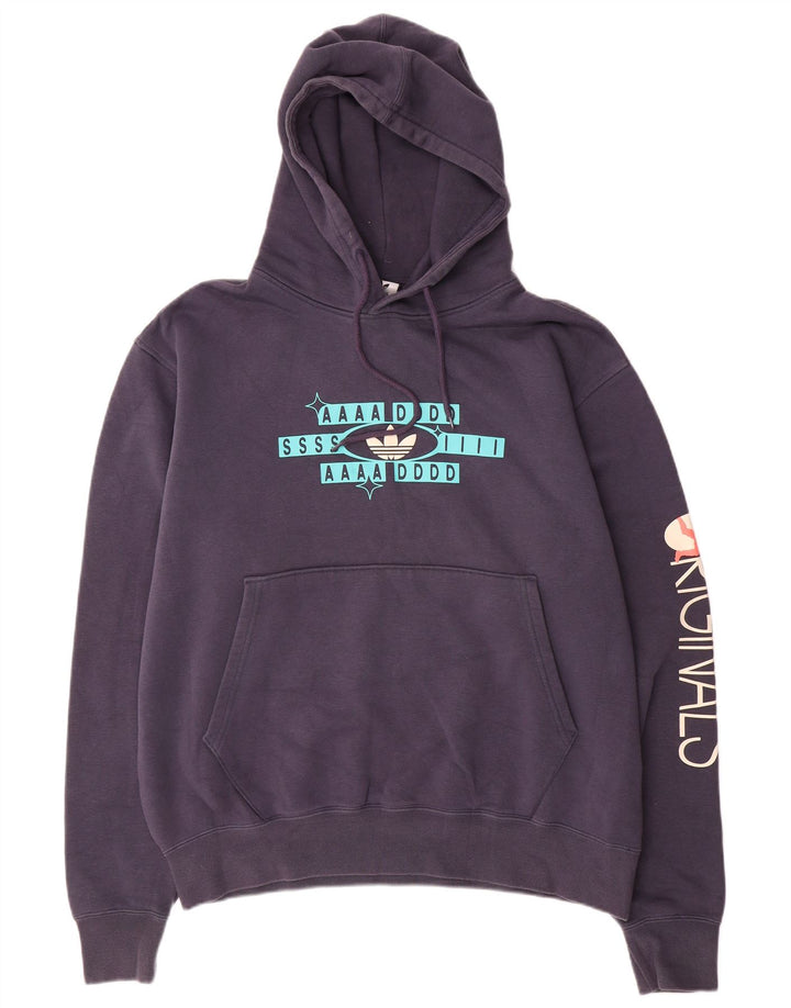 ADIDAS Pull à capuche graphique pour hommes, grand coton bleu marine