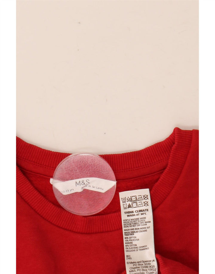 MARKS & SPENCER Sweat-Shirt Fille 12-13 Ans Rouge Coton