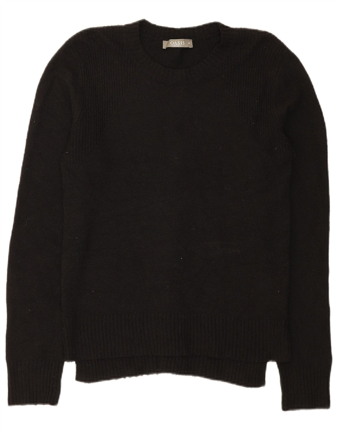 Oasis Pull à col rond pour femme UK 12 Medium Noir Polyester