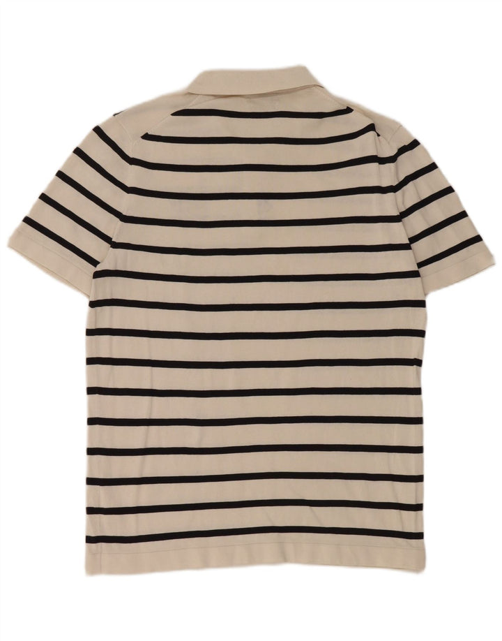 Massimo Dutti Polo Homme Coton Rayé Blanc Moyen