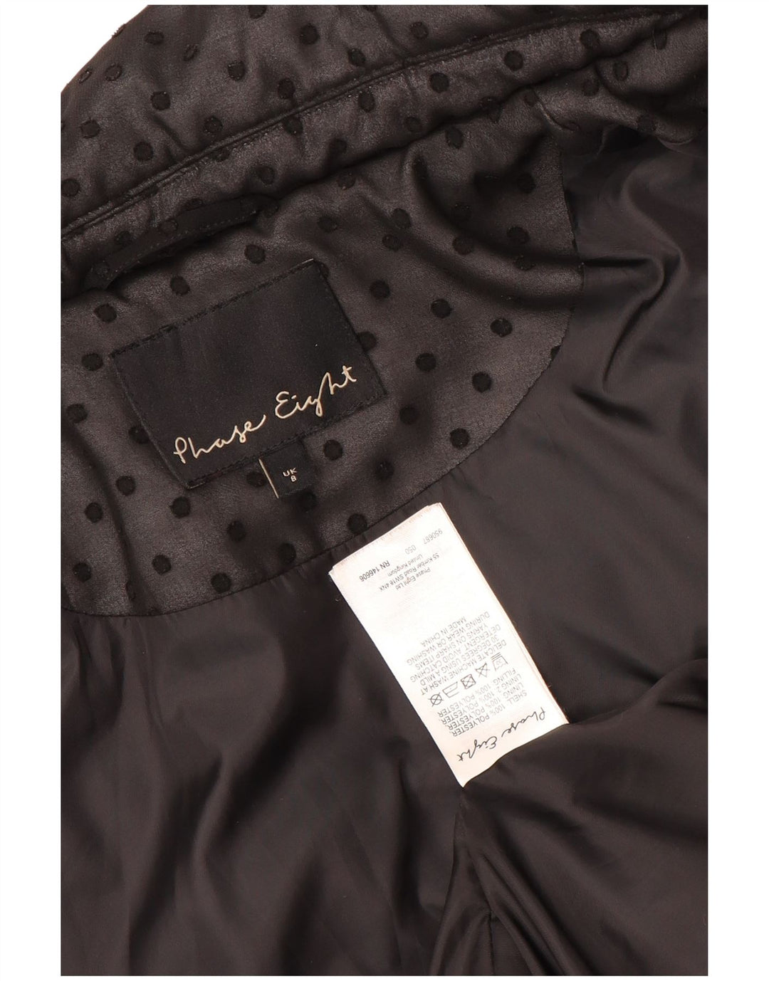 Phase Eight Veste matelassée surdimensionnée pour femme UK 8 Petit Noir à pois