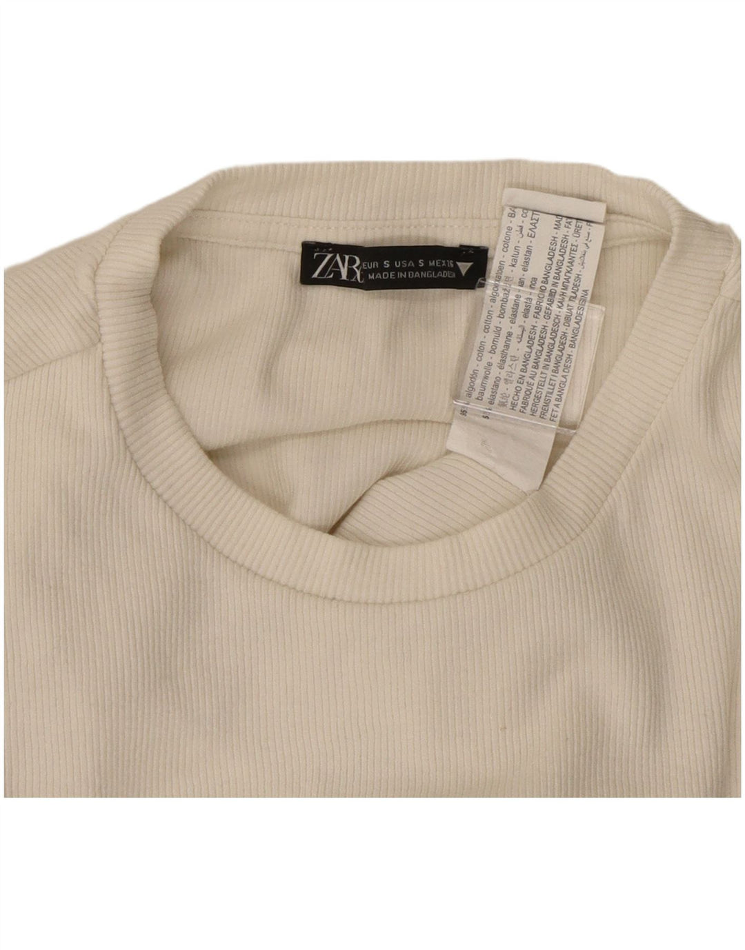 ZARA Body à manches longues pour femme UK 8 Small Blanc Coton