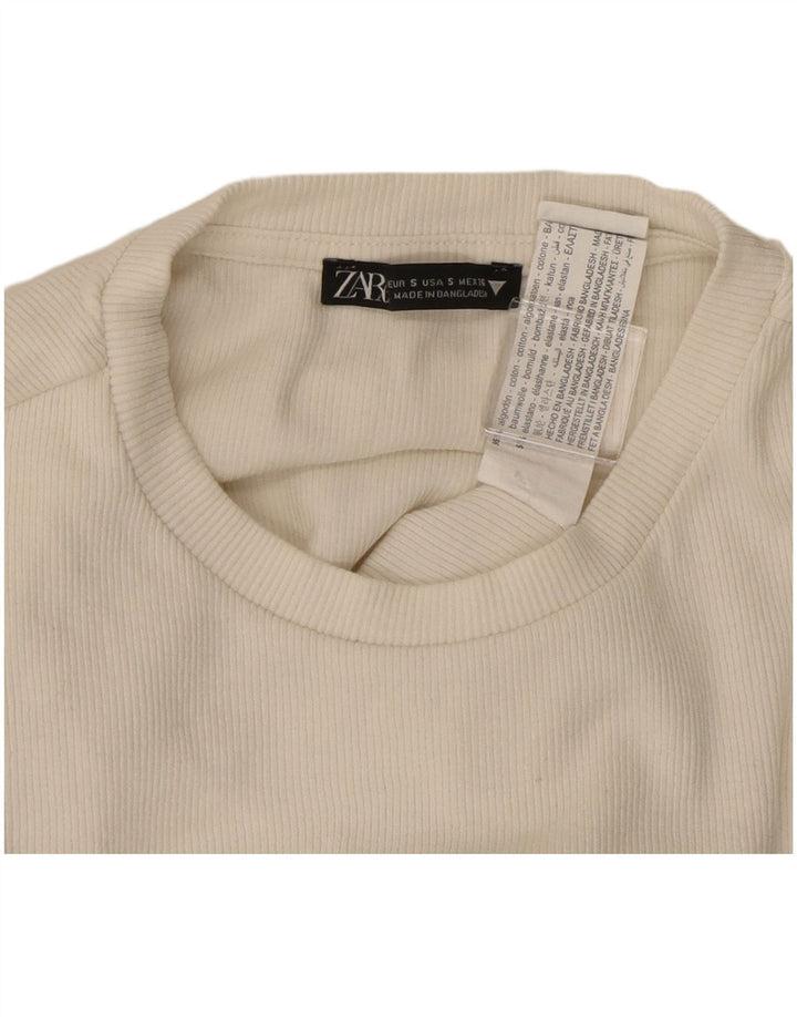 ZARA Body à manches longues pour femme UK 8 Small Blanc Coton