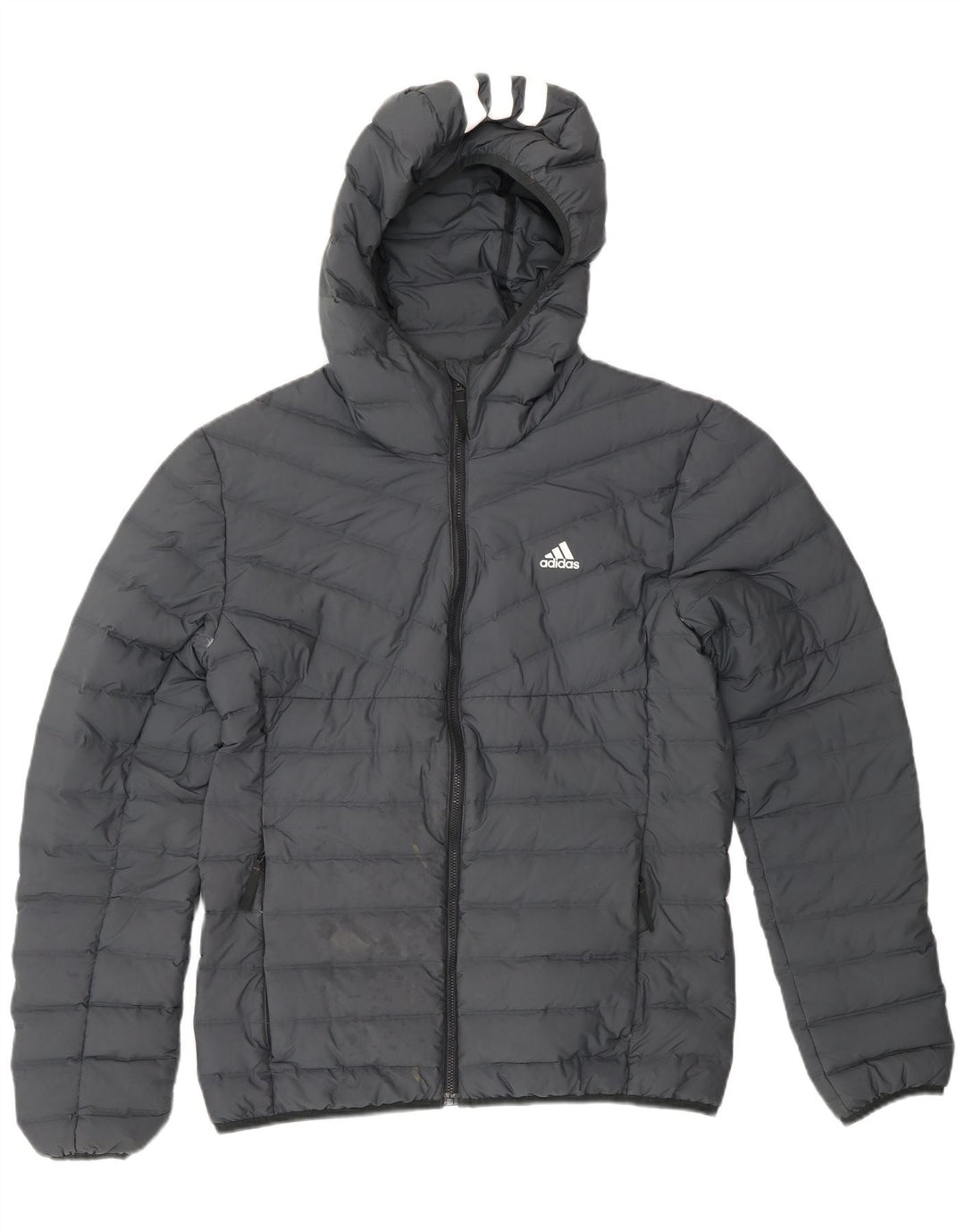 ADIDAS Veste matelassée à capuche pour hommes UK 38 Gris Moyen Polyester