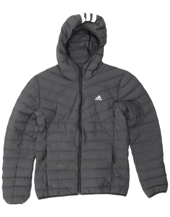 ADIDAS Veste matelassée à capuche pour hommes UK 38 Gris Moyen Polyester