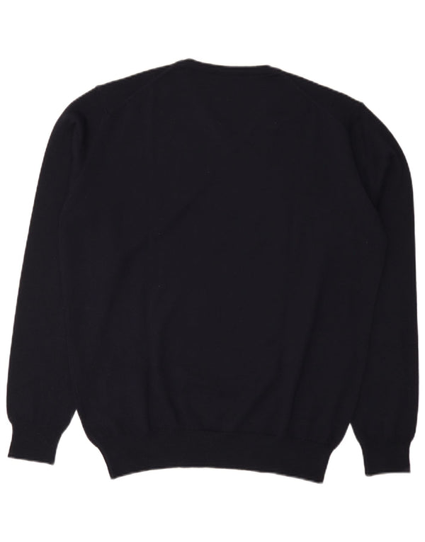 Dack's Mens V-Neck Jumper Sweater XL Navy Blue Wool