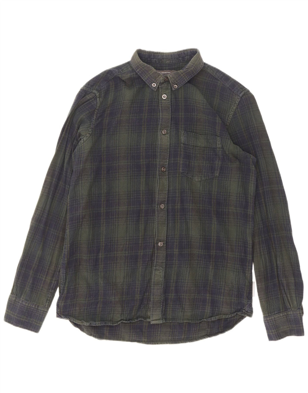 French Connection Chemise en Flanelle Homme Grand Carreau Vert Coton