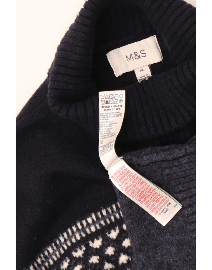 Marks & Spencer Pull col roulé pour homme XL Bleu marine géométrique