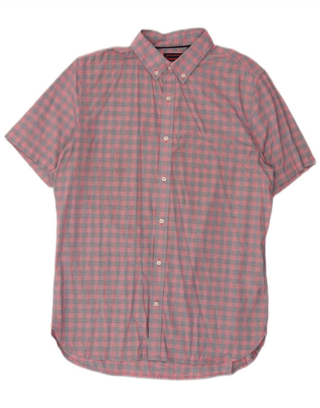 Superdry Chemise à manches courtes Regular Fit pour homme en coton à carreaux roses