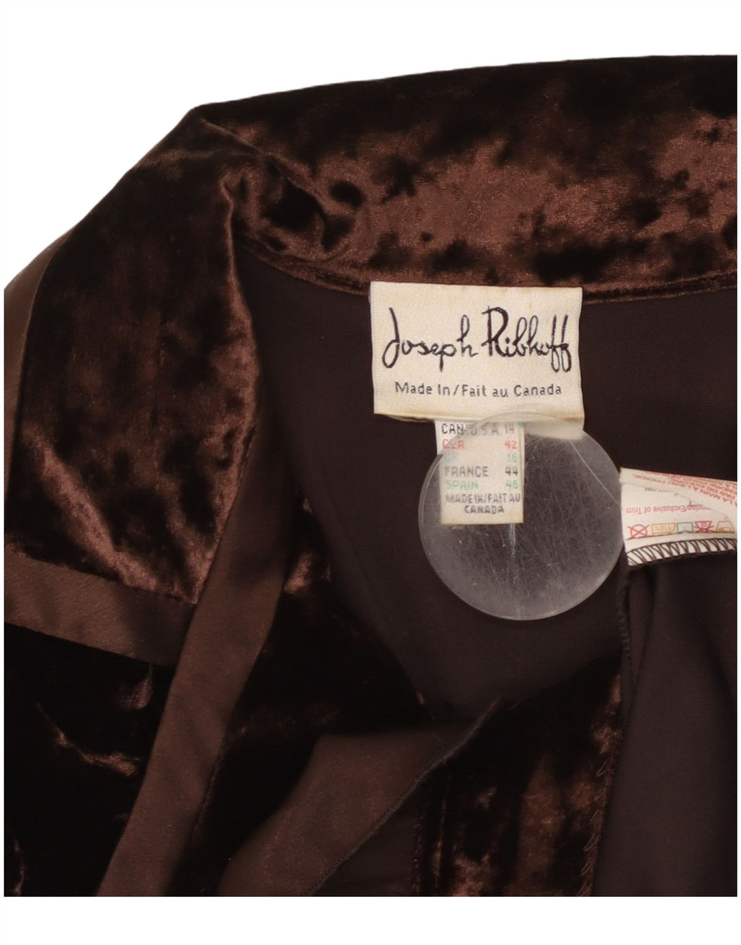 JOSEPH RIBKOFF Chemisier en velours pour femme UK 16 Large Marron Polyester