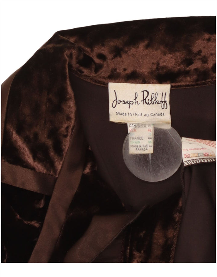 JOSEPH RIBKOFF Chemisier en velours pour femme UK 16 Large Marron Polyester