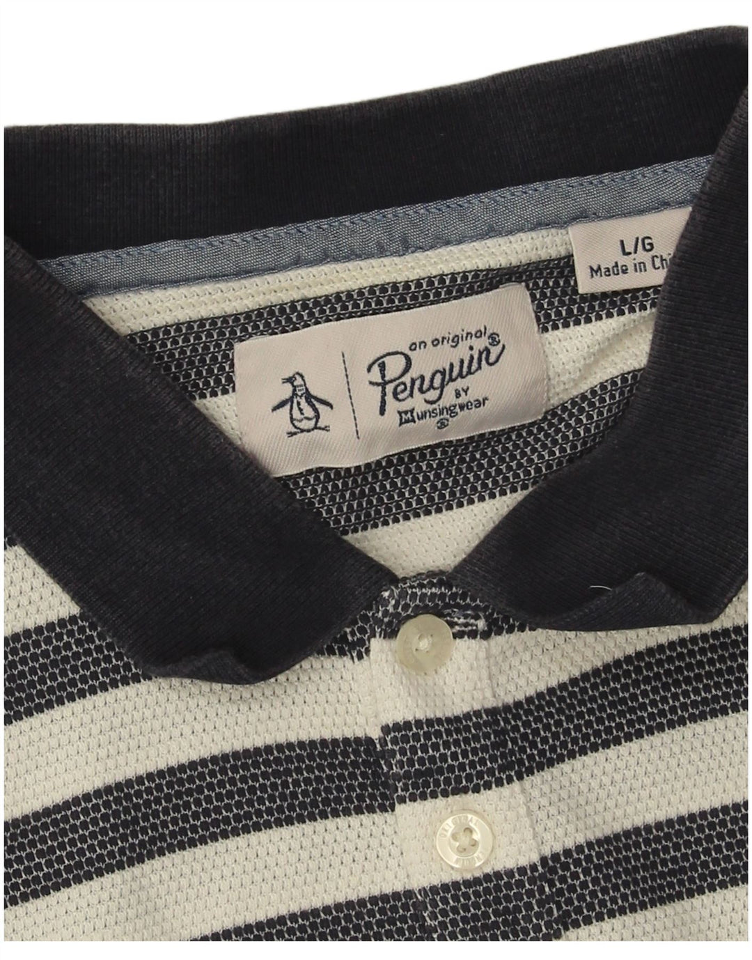 Penguin Polo Homme Large Bleu Marine Rayé Coton