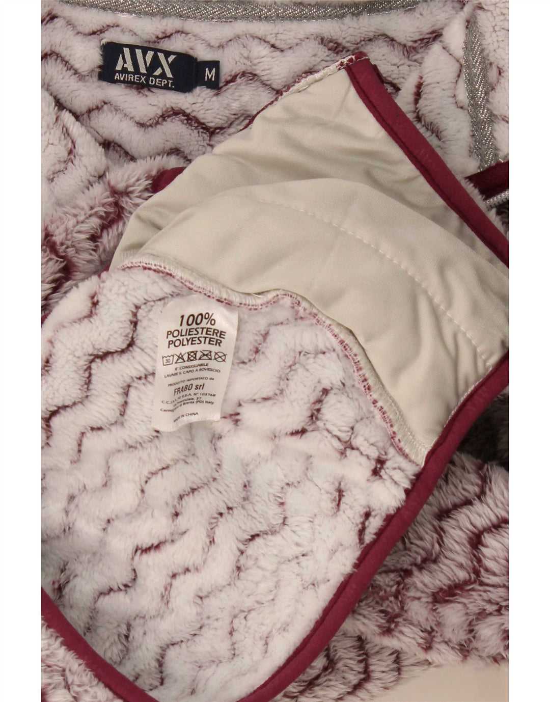 Avirex Veste polaire à capuche pour femme UK 12 Medium Bordeaux Chevron Polyester