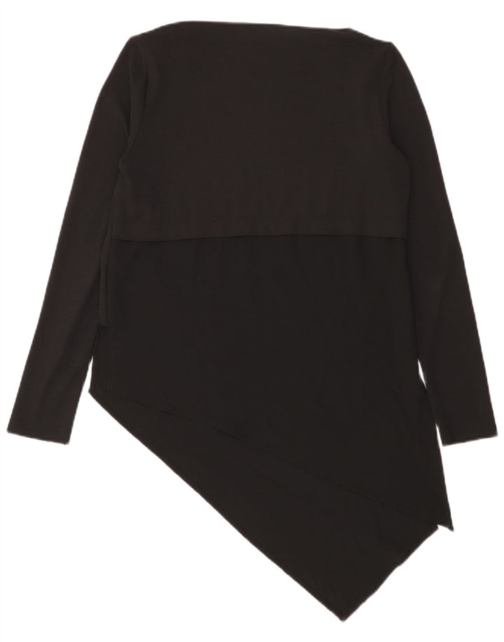 Zara Femme Haut Asymétrique Manches Longues UK 12 Medium Noir