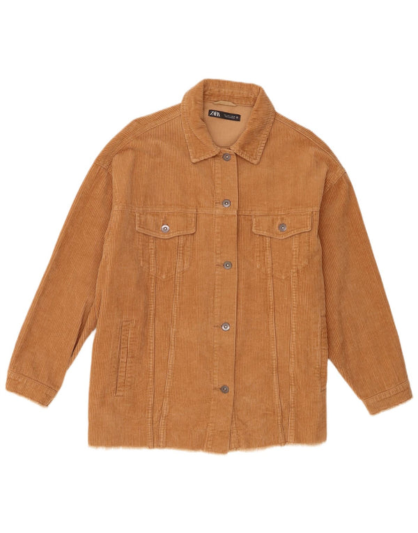 Zara Veste surdimensionnée en velours côtelé pour femme UK 16 Grand coton beige