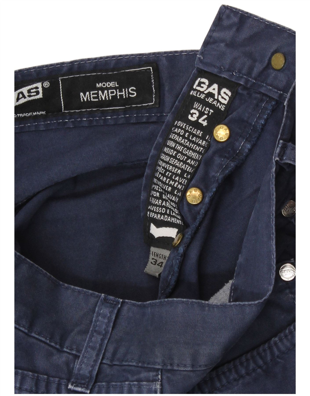 Gas Memphis Short décontracté W34 pour homme Bleu marine Taille L